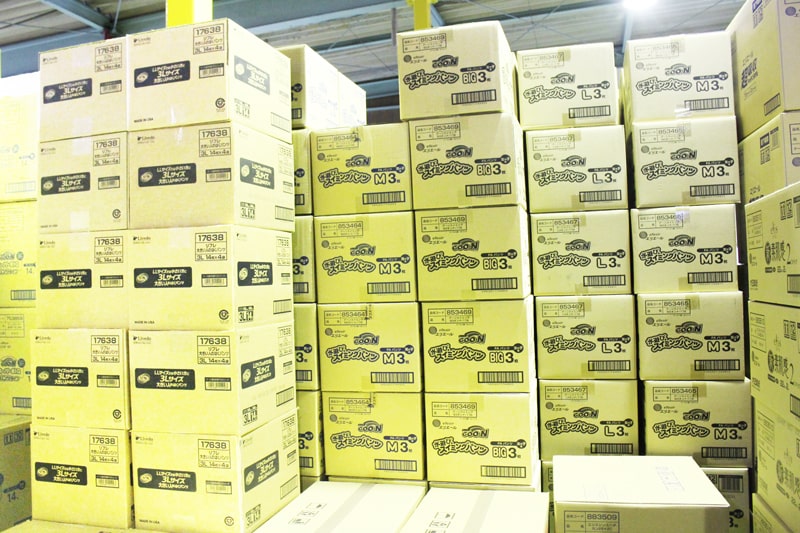 This picture is a lot of cardboard boxs of our dealing products at our storage.